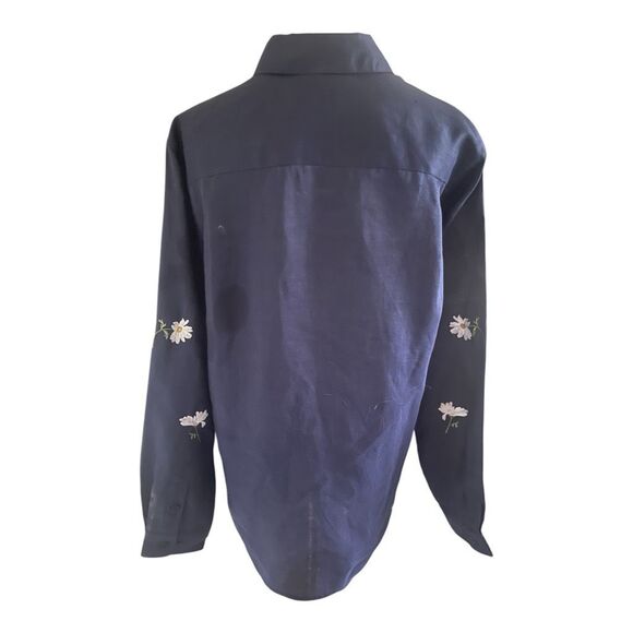 Quacker Factory Blue Floral Button Down Blouse Size Small - Picture 3 of 5